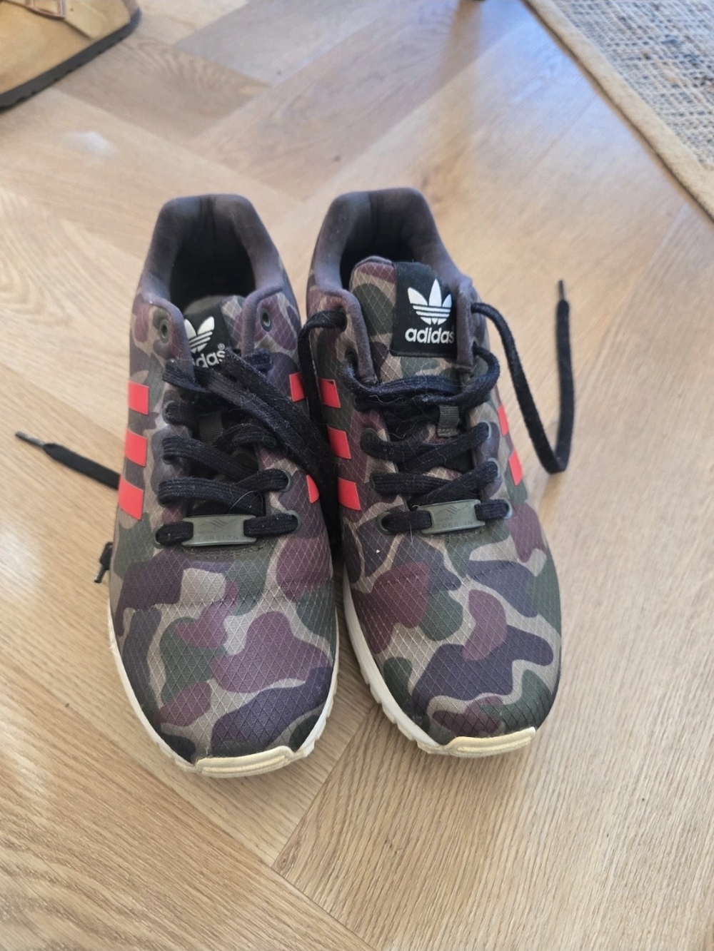 adidas Kids Camo Sneakers with Bright Red Stripes